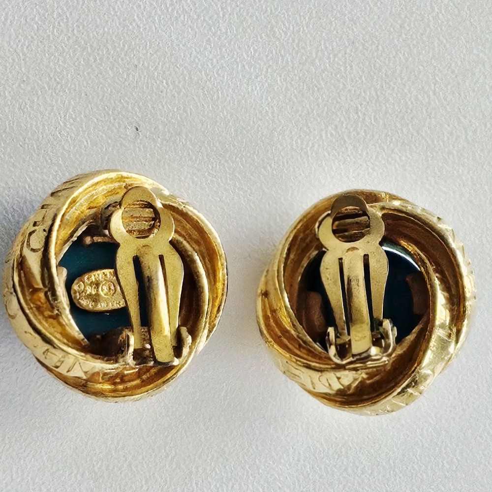 Chanel Gold-plated Turquoise Blue Cabochon Earrings - Picture 4 of 7